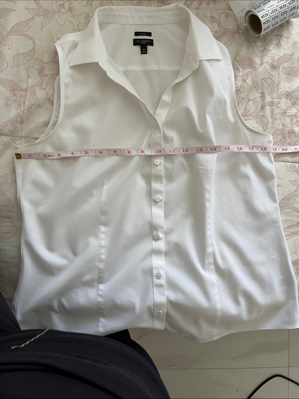 Talbots White NON-IRON SLEEVELESS PERFECT SHIRT 12P - Picture 7 of 7